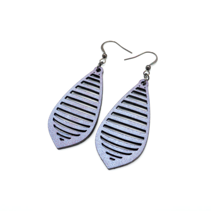 Gem Point 12 [M] // Leather Earrings - Purple Pearl - LIGHT RAZOR DESIGN STUDIO