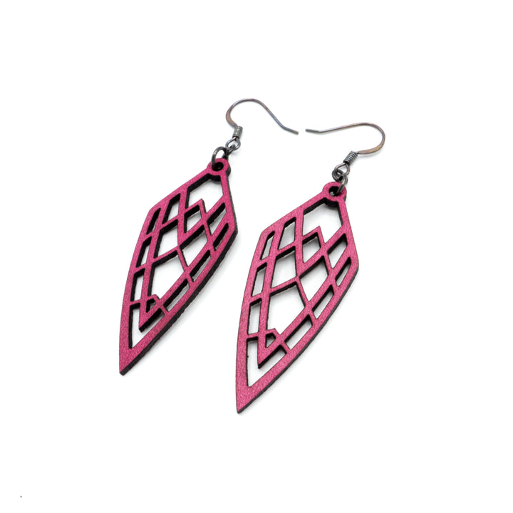 Arrowhead 01 [S] // Leather Earrings - Fuchsia - LIGHT RAZOR DESIGN STUDIO