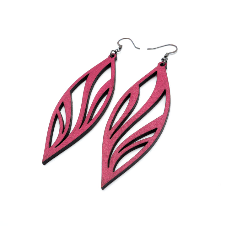 Petal 02 [L] // Leather Earrings - Fuchsia - LIGHT RAZOR DESIGN STUDIO