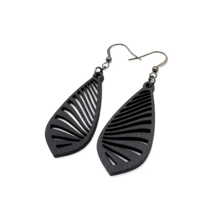 Gem Point 09 [S] // Leather Earrings - Black - LIGHT RAZOR DESIGN STUDIO