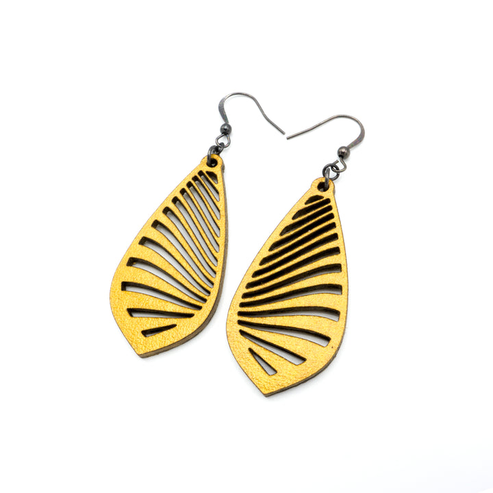 Gem Point 09 [M] // Leather Earrings - Gold - LIGHT RAZOR DESIGN STUDIO