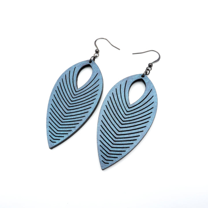 Terrabyte v.07_1 // Leather Earrings - Blue Pearl - LIGHT RAZOR DESIGN STUDIO