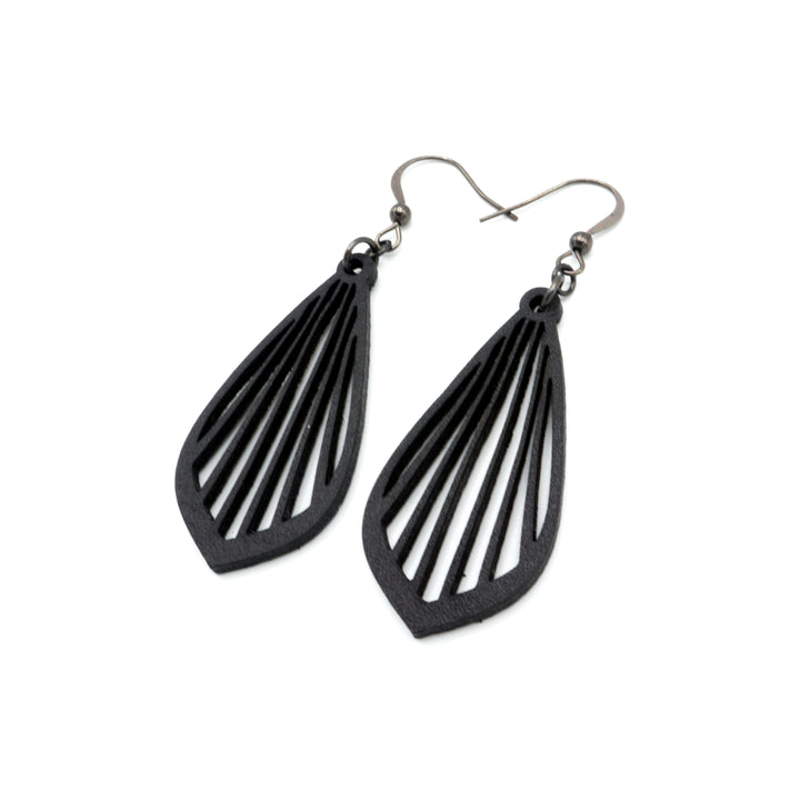 Gem Point 02 [S] // Leather Earrings - Black - LIGHT RAZOR DESIGN STUDIO