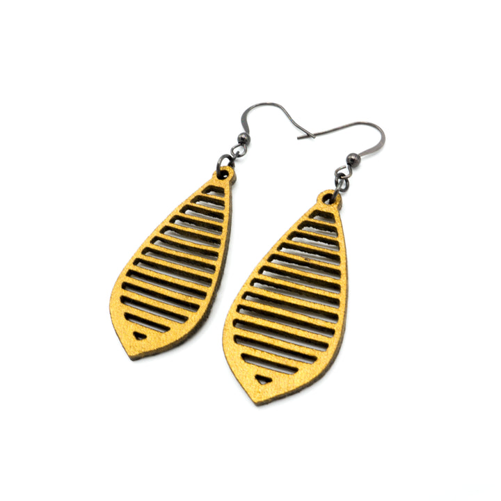 Gem Point 10 [S] // Leather Earrings - Gold - LIGHT RAZOR DESIGN STUDIO