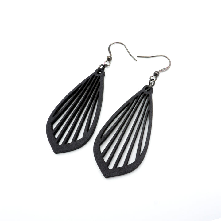Gem Point 02 [M] // Leather Earrings - Black - LIGHT RAZOR DESIGN STUDIO