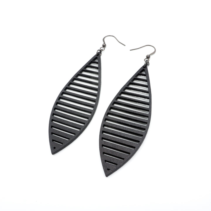 Terrabyte v.11_4 // Leather Earrings - Black - LIGHT RAZOR DESIGN STUDIO
