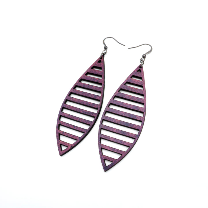 Terrabyte v.11_1 // Leather Earrings - Purple - LIGHT RAZOR DESIGN STUDIO