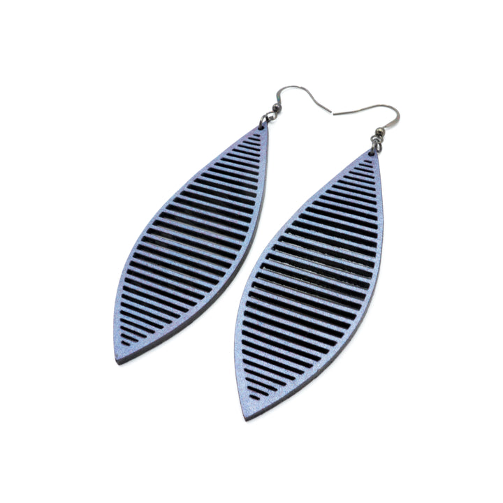 Terrabyte v.11_3 // Leather Earrings - Purple Pearl - LIGHT RAZOR DESIGN STUDIO