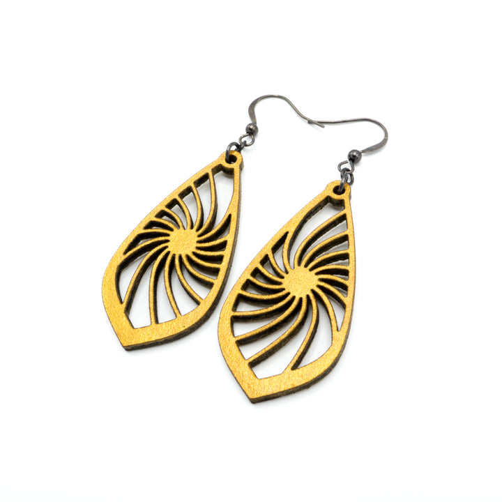 Gem Point 03 [M] // Leather Earrings - Gold - LIGHT RAZOR DESIGN STUDIO