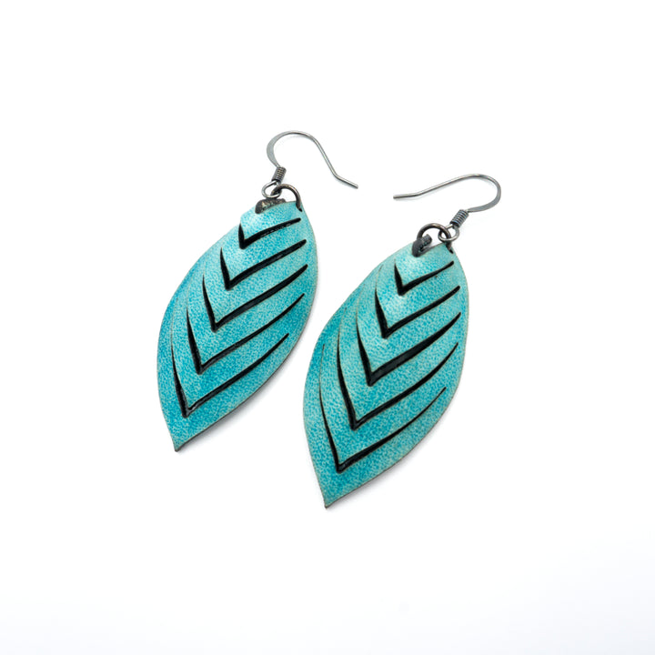 Terrabyte 14 [S] // Leather Earrings - Light Turquoise - LIGHT RAZOR DESIGN STUDIO