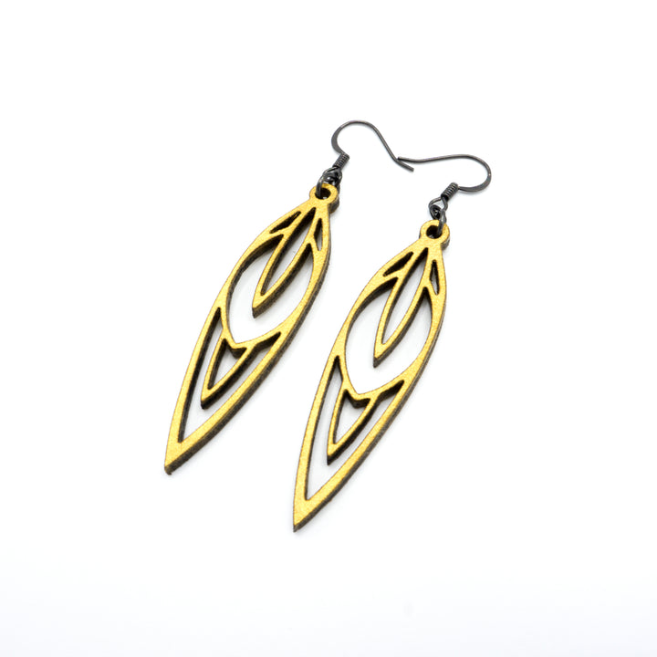 Totem 02 [S] // Leather Earrings - Gold - LIGHT RAZOR DESIGN STUDIO
