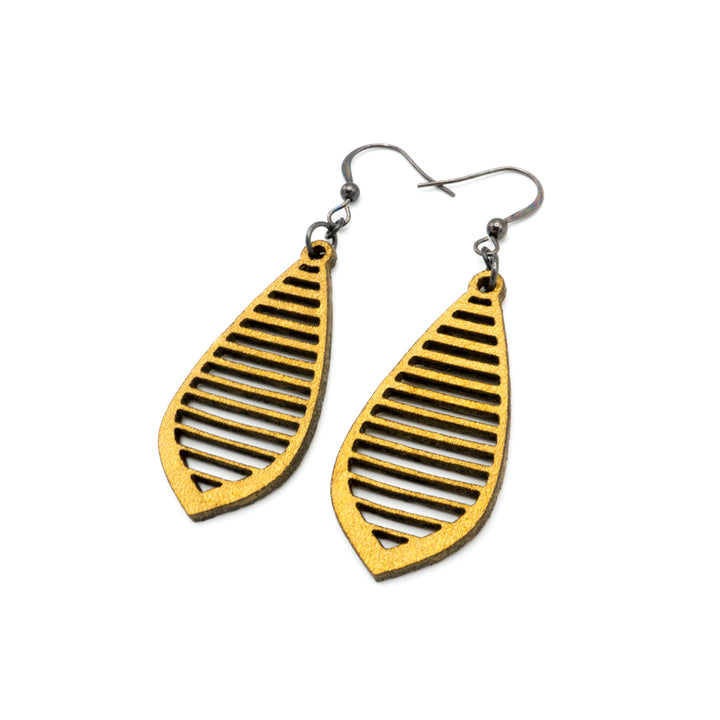 Gem Point 11 [S] // Leather Earrings - Gold - LIGHT RAZOR DESIGN STUDIO