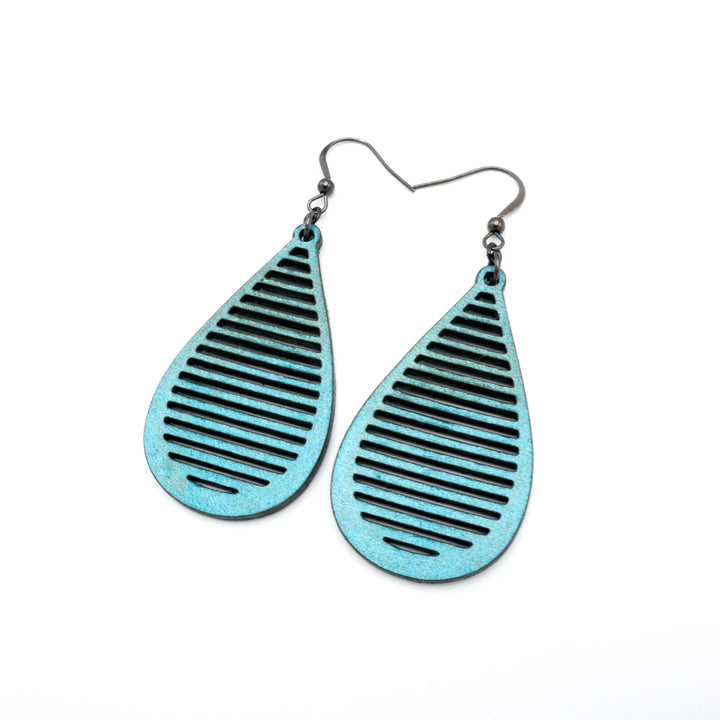 Drop 05 [S] // Leather Earrings - Turquoise Pearl - LIGHT RAZOR DESIGN STUDIO
