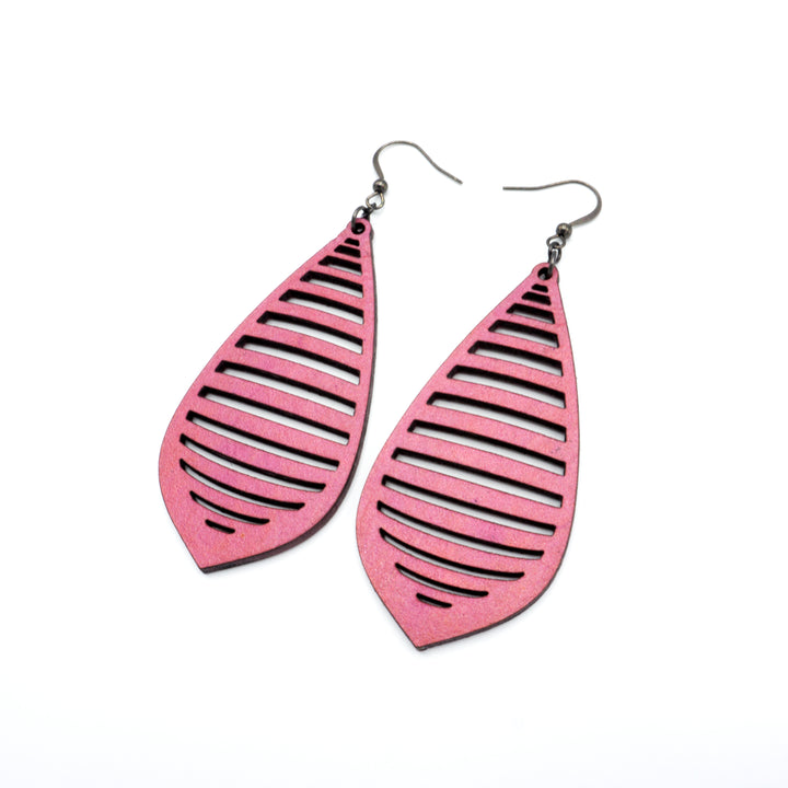 Gem Point 12 [L] // Leather Earrings - Fuchsia - LIGHT RAZOR DESIGN STUDIO