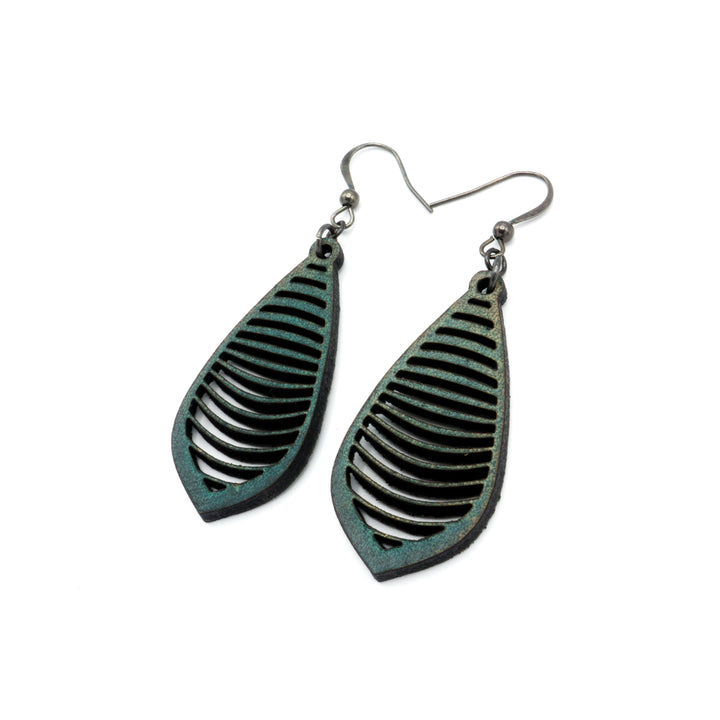 Gem Point 14 [S] // Leather Earrings - Turquoise - LIGHT RAZOR DESIGN STUDIO
