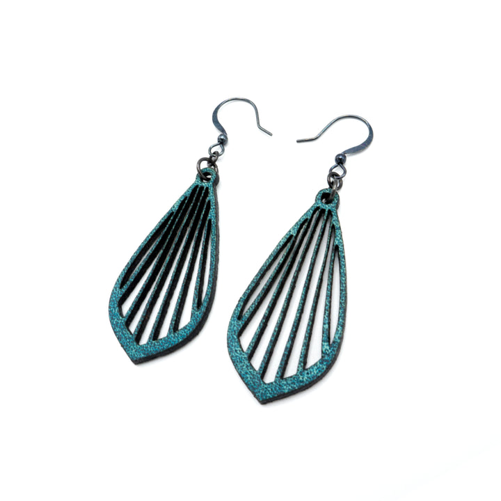 Gem Point 02 [S] // Leather Earrings - Turquoise - LIGHT RAZOR DESIGN STUDIO