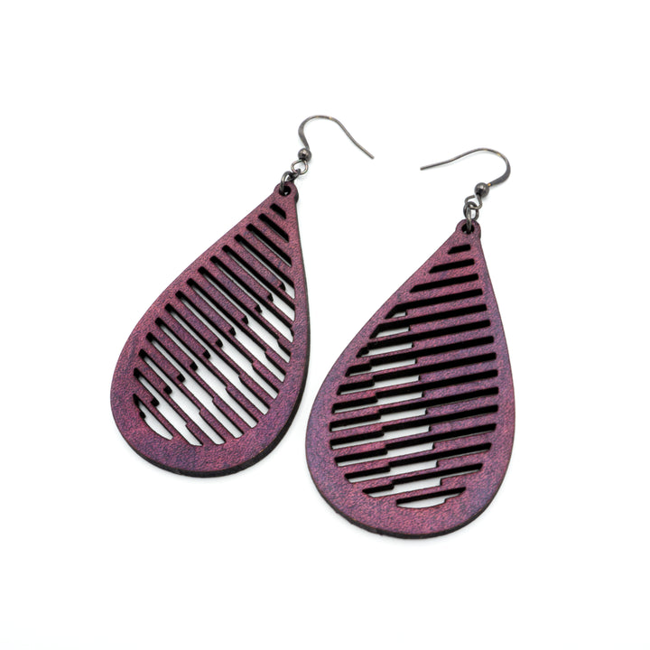 Drop 06 [L] // Leather Earrings - Purple - LIGHT RAZOR DESIGN STUDIO