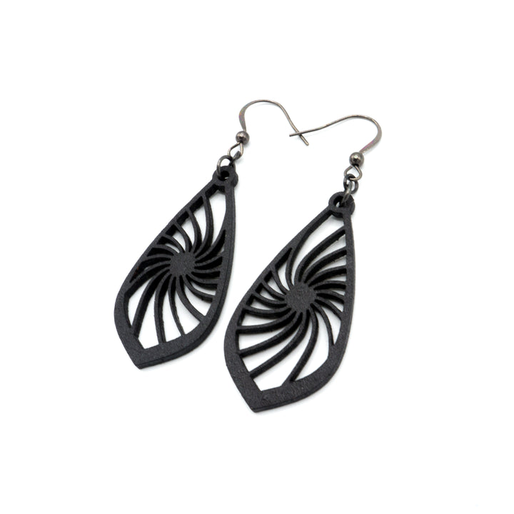 Gem Point 03 [S] // Leather Earrings - Black - LIGHT RAZOR DESIGN STUDIO