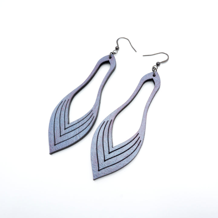 Terrabyte v.02_1 // Leather Earrings - Purple Pearl - LIGHT RAZOR DESIGN STUDIO