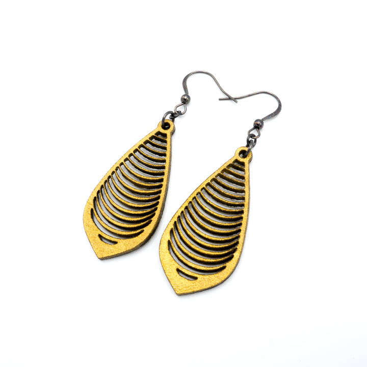 Gem Point 13 [S] // Leather Earrings - Gold - LIGHT RAZOR DESIGN STUDIO