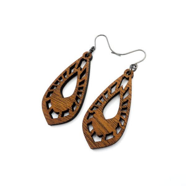 Gem Point 05 [S] // Wood Earrings - Walnut - LIGHT RAZOR DESIGN STUDIO