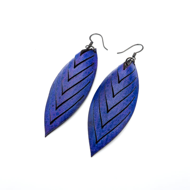 Terrabyte 14 [M] // Leather Earrings - Purple - LIGHT RAZOR DESIGN STUDIO