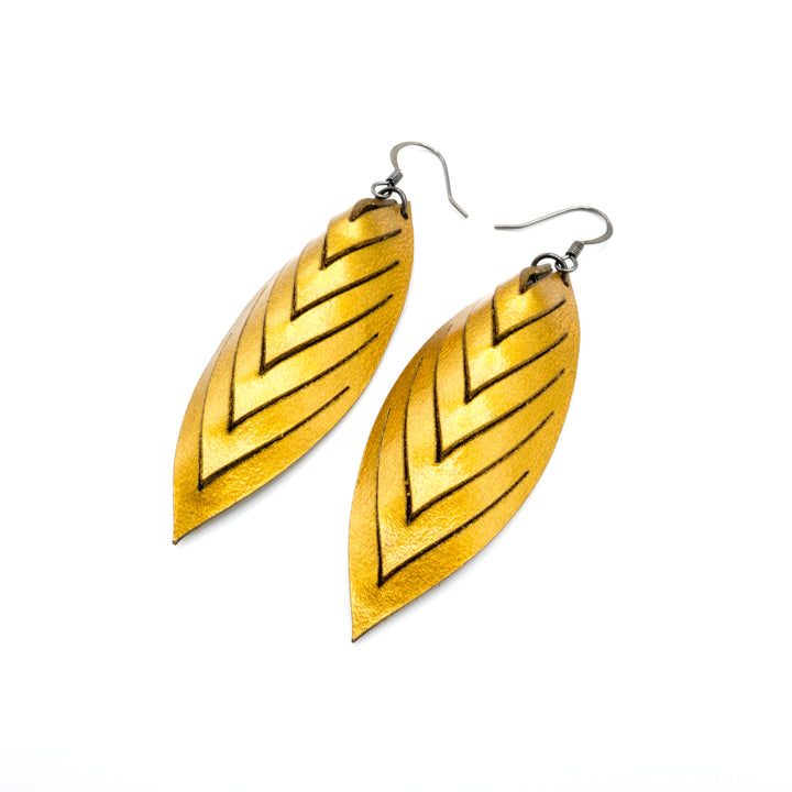 Terrabyte 14 [M] // Leather Earrings - Gold - LIGHT RAZOR DESIGN STUDIO