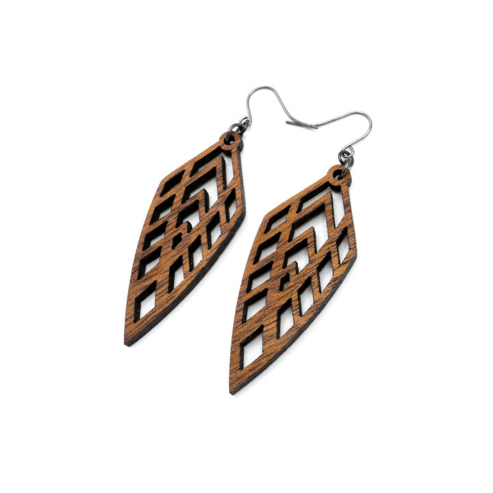Arrowhead 02 [S] // Wood Earrings - Walnut - LIGHT RAZOR DESIGN STUDIO