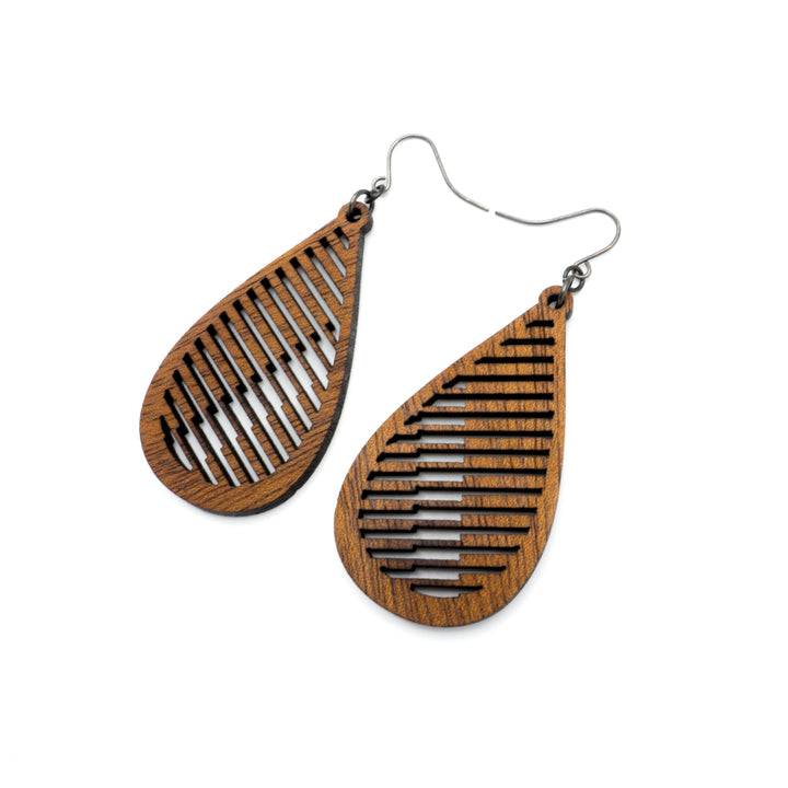 Drop 06 [S] // Wood Earrings - Walnut - LIGHT RAZOR DESIGN STUDIO
