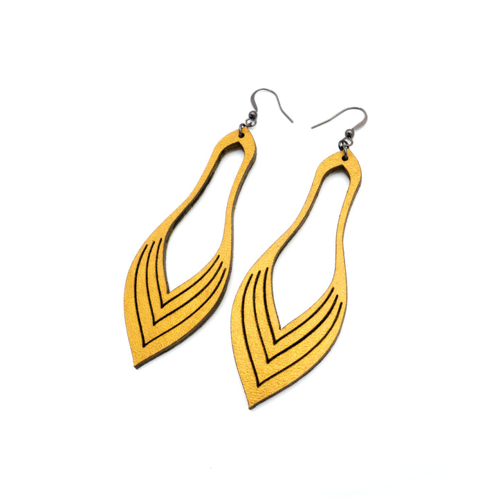 Terrabyte v.02_1 // Leather Earrings - Gold - LIGHT RAZOR DESIGN STUDIO