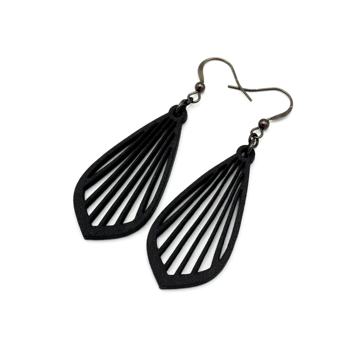 Gem Point 02 [S] // Leather Earrings - Black - LIGHT RAZOR DESIGN STUDIO