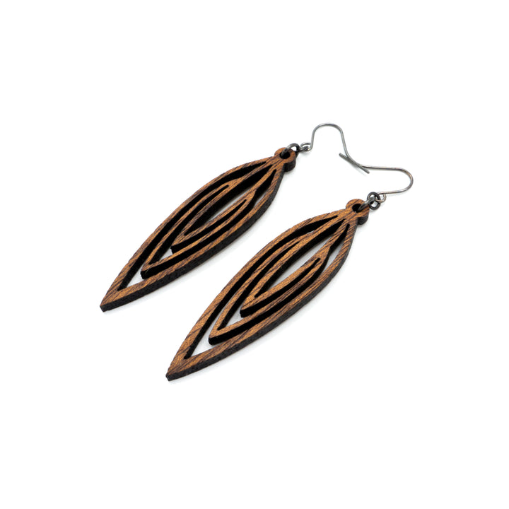 Totem 01 [S] // Wood Earrings - Walnut - LIGHT RAZOR DESIGN STUDIO