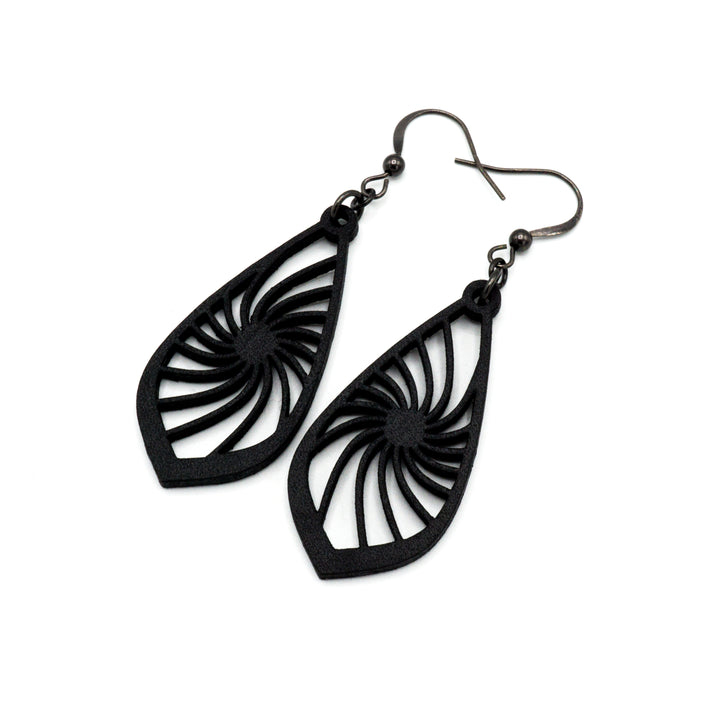 Gem Point 03 [S] // Leather Earrings - Black - LIGHT RAZOR DESIGN STUDIO