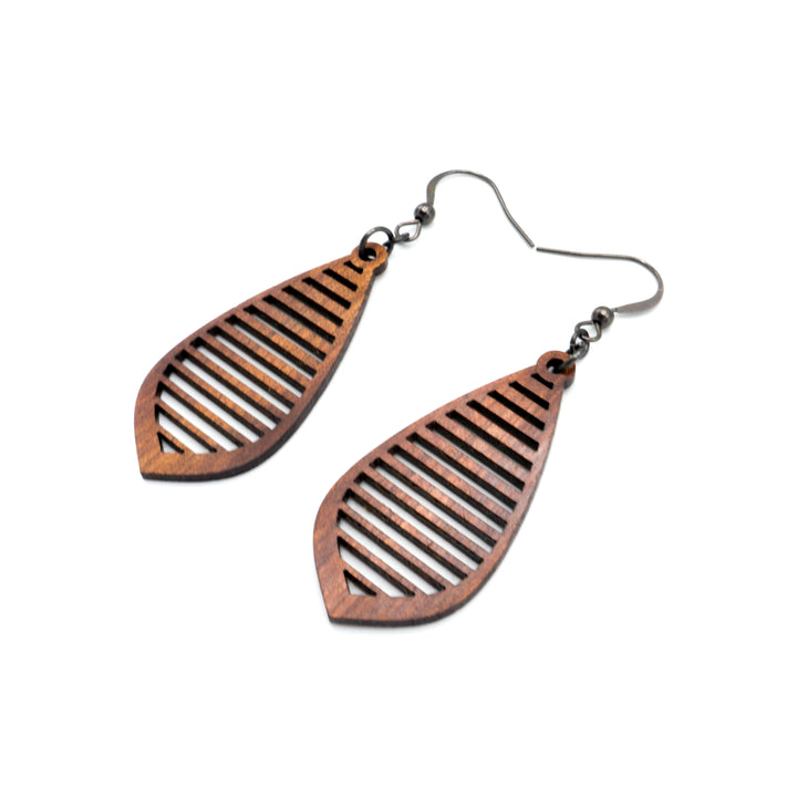 Gem Point 11 [S] // Wood Earrings - Sapele - LIGHT RAZOR DESIGN STUDIO