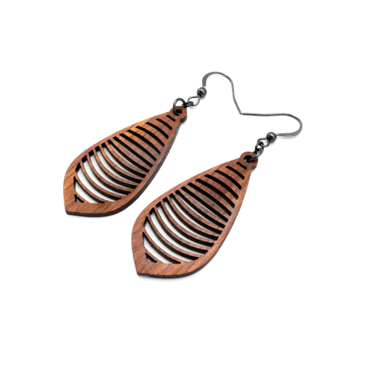 Gem Point 14 [S] // Wood Earrings - Sapele - LIGHT RAZOR DESIGN STUDIO