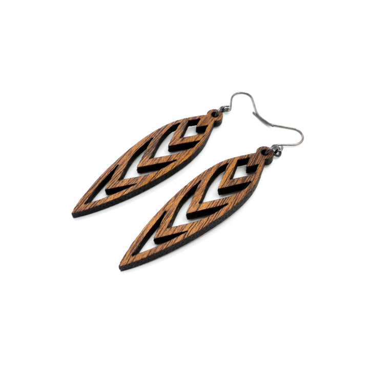 Totem 05 [S] // Wood Earrings - Walnut - LIGHT RAZOR DESIGN STUDIO