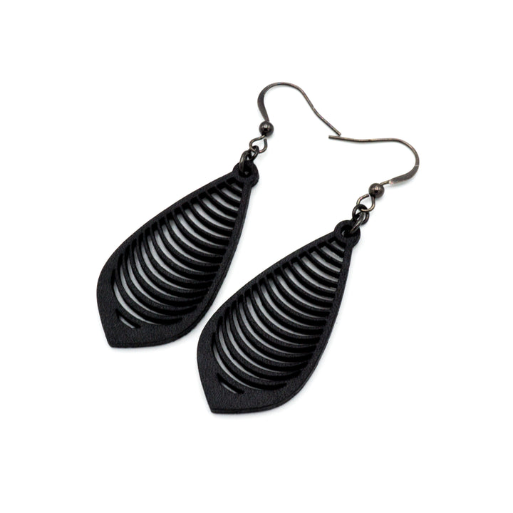 Gem Point 13 [S] // Leather Earrings - Black - LIGHT RAZOR DESIGN STUDIO