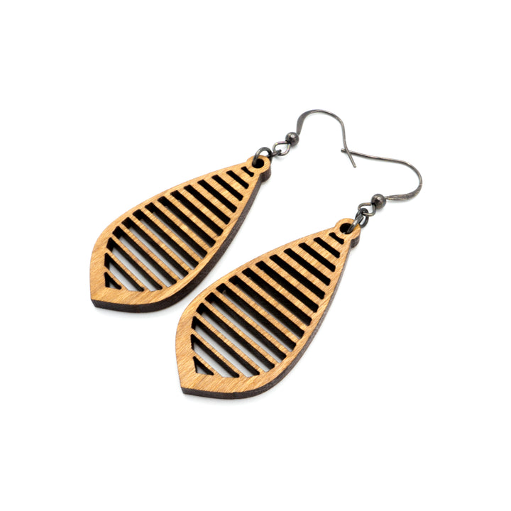 Gem Point 11 [S] // Wood Earrings - Cherry - LIGHT RAZOR DESIGN STUDIO