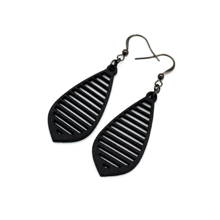 Gem Point 10 [S] // Leather Earrings - Black - LIGHT RAZOR DESIGN STUDIO