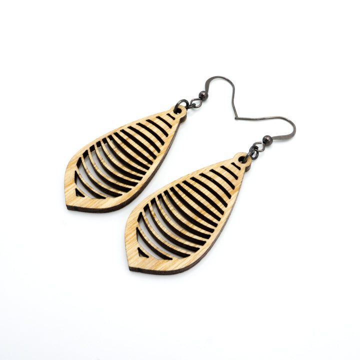 Gem Point 14 [S] // Wood Earrings - Ash - LIGHT RAZOR DESIGN STUDIO