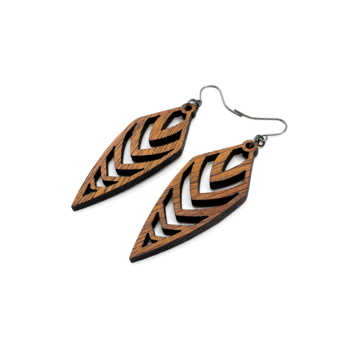 Arrowhead 03 [S] // Wood Earrings - Walnut - LIGHT RAZOR DESIGN STUDIO