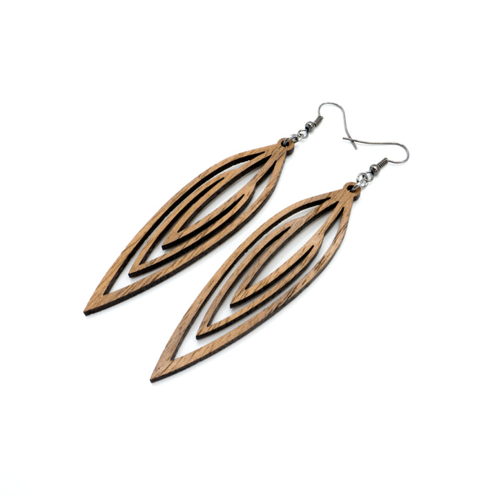 Totem 01 [L] // Wood Earrings - Walnut - LIGHT RAZOR DESIGN STUDIO