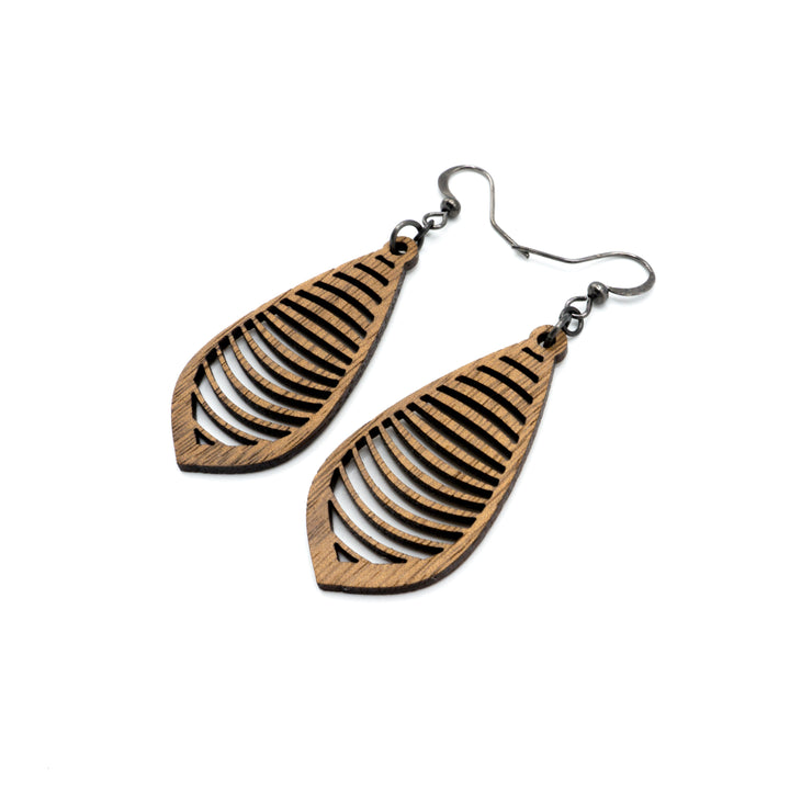 Gem Point 14 [S] // Wood Earrings - Walnut - LIGHT RAZOR DESIGN STUDIO