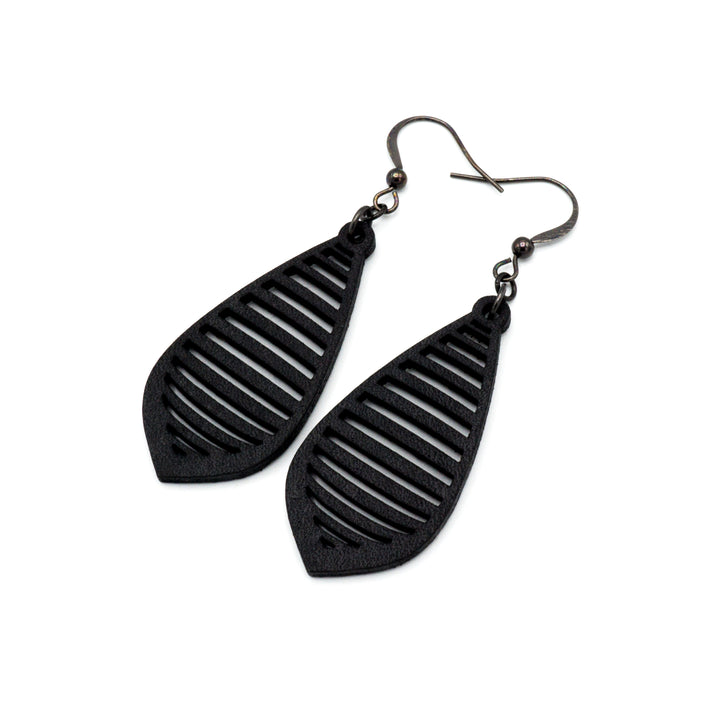 Gem Point 12 [S] // Leather Earrings - Black - LIGHT RAZOR DESIGN STUDIO