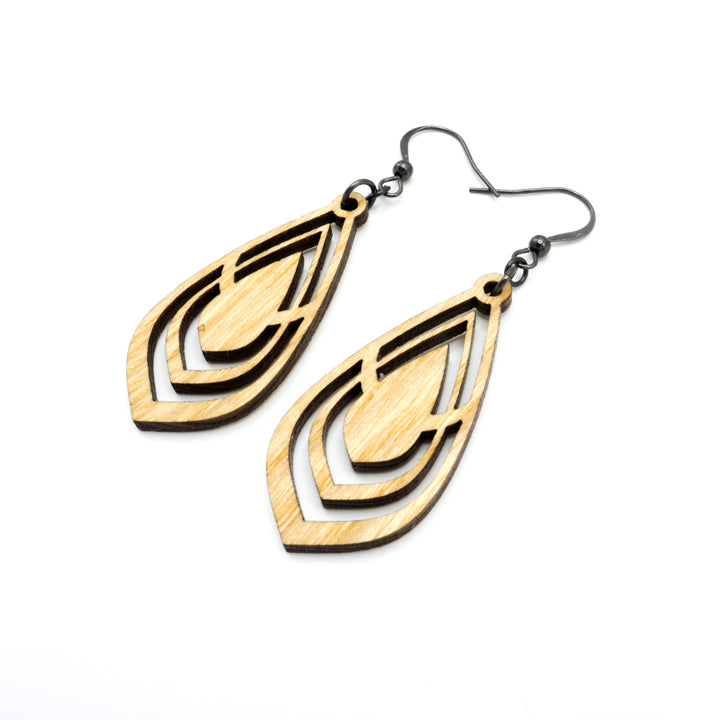 Gem Point 06 [S] // Wood Earrings - Ash - LIGHT RAZOR DESIGN STUDIO