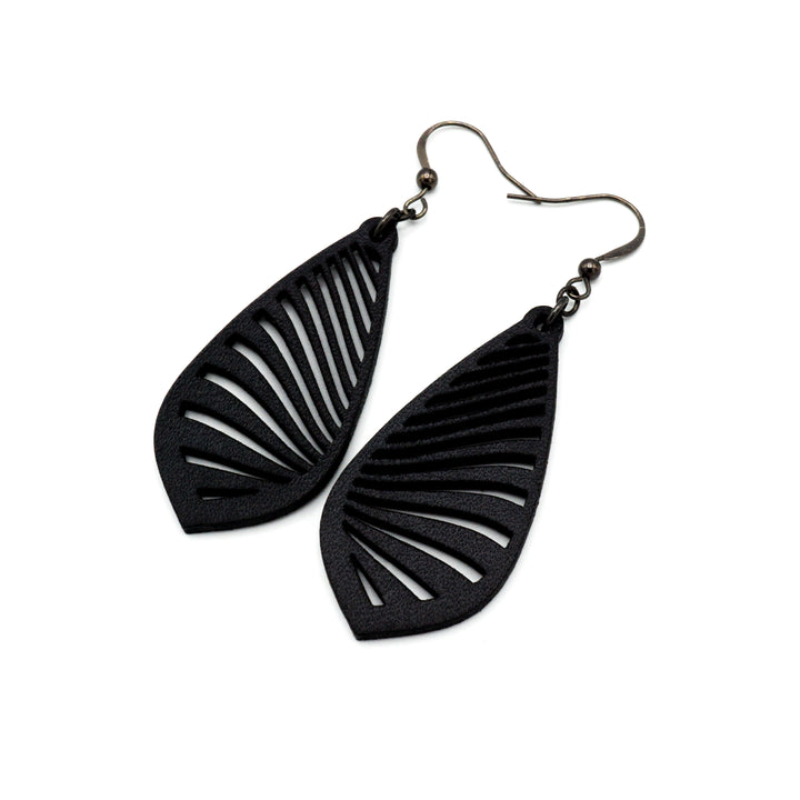 Gem Point 09 [M] // Leather Earrings - Black - LIGHT RAZOR DESIGN STUDIO
