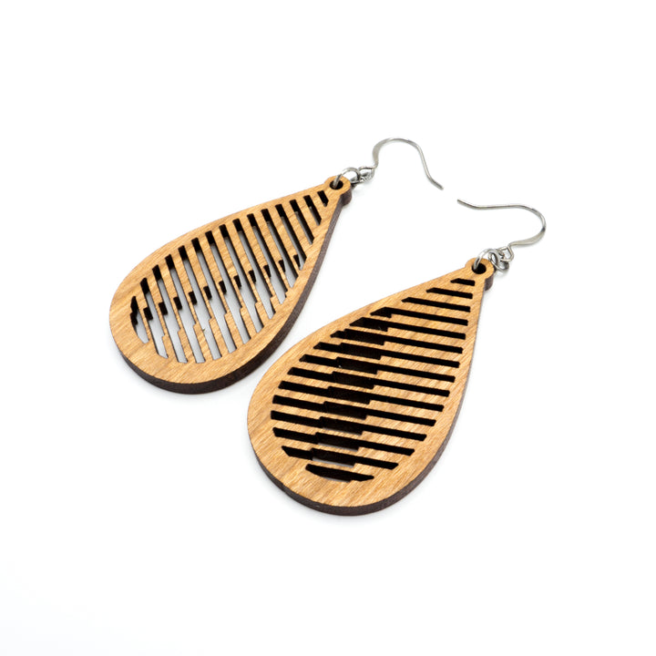 Drop 06 [S] // Wood Earrings - Cherry - LIGHT RAZOR DESIGN STUDIO