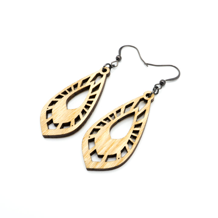 Gem Point 05 [S] // Wood Earrings - Ash - LIGHT RAZOR DESIGN STUDIO