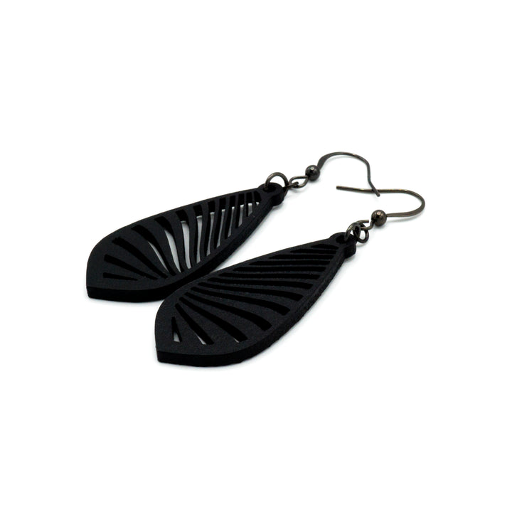 Gem Point 09 [S] // Leather Earrings - Black - LIGHT RAZOR DESIGN STUDIO