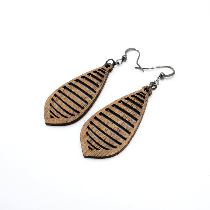 Gem Point 12 [S] // Wood Earrings - Walnut - LIGHT RAZOR DESIGN STUDIO